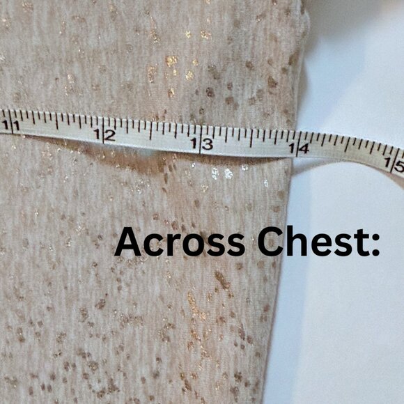 Yogalicious Pullover, Tan with Gold Metallic Pattern, SZ: XS - Picture 6 of 9